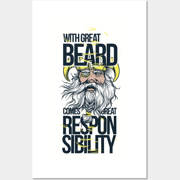 Viking with gread beard gifts for bearded men Wall Art by Foxxy Merch